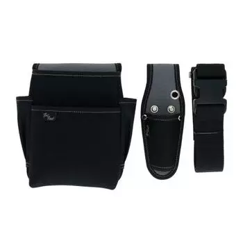 Takagi Electrician Waist Bag 2 Tiers Tool Case 1 Tool One Touch Belt 3 Piece Set Black
