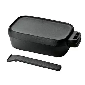 Takagi KANUCHI OUTDOOR Железная тарелка с ручкой для голландской духовки, чугунная квадратная крышка, черная, 1 чашка, полная емкость для воды/приблизительно. 700 мл Рисовая варка P