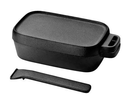 Takagi KANUCHI OUTDOOR Железная тарелка с ручкой для голландской духовки, чугунная квадратная крышка, черная, 1 стакан, полная вода, 700 мл, рис, приготовление пасты, блюда из риса чёрный