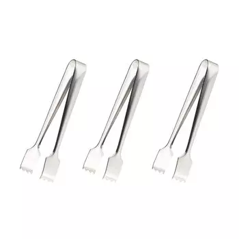 Takagi Stainless Steel Condiment Tongs 100mm Set of 3 Tongs Mini Tabletop Tongs for Serving Condiments Dishwasher Safe Silver Made in Japan Takagi