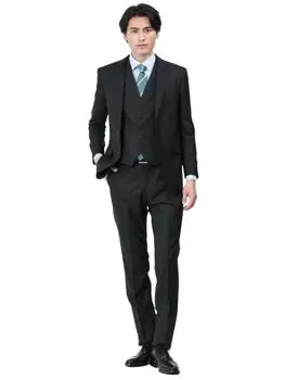 Takakyu Suit Pants Glossy Wool Slim 2 3 Piece Shadow Black 110011803131433050046 Комплект, Смесь, Посадка, Пуговица, Костюм, В полоску, Черный, Мужской,