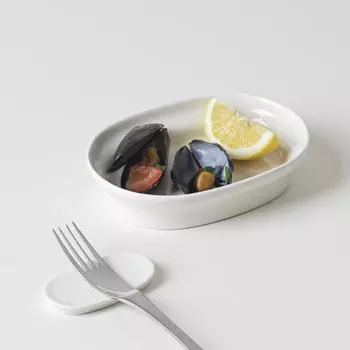 Такаон уникальный ежедневный овальный гарнир Нет. 2 [4 цвета] миска для гарнира передняя пластина white