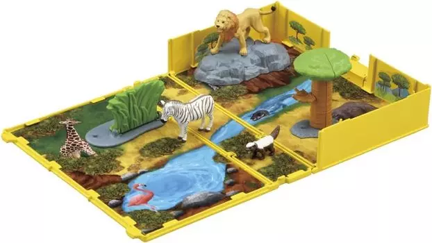 Takara Tomy Ania Ania Иллюстрированная книга Первые животные Savanna Life Set Animal Adventure Set Удобно носить с собой Бонус включен All-in-One