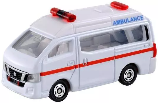 TAKARA TOMY Nissan NV350 Caravan Ambulance Mini Car Toy Игрушка для детей от 3 лет и старше Упакованная игрушка Соответствует стандартам безопасности ST Mark Сертификация TOMICA Tomica белый