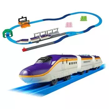TAKARA TOMY Plarail E8 Series Tsubasa & Tomica Arch Set, Train Toy for Ages 3+, Includes S-Shaped Rails