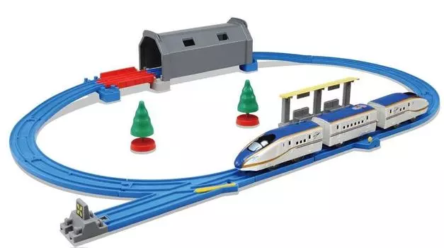 TAKARA TOMY Plarail освещает поезд E7 Shinkansen Shinkansen с помощью базового набора Ш290 x В230 x Г125 мм Давайте проложим тоннель!