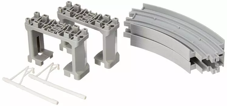TAKARA TOMY Plarail Приподнятый изогнутый рельс с 2 опорными столбами (2 куска, (серый)) Р-27