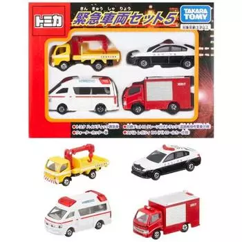TAKARA TOMY Tomica Emergency Vehicle Set 5 Mini Car Car Toy Male 3 years old and over Toy Safety Standards Passed ST Mark Certification TOMICA