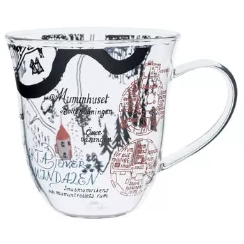 Takasaka International Япония Кружка МУМИН Karuta Прозрачная термостойкая MM-G12-002 8,59см