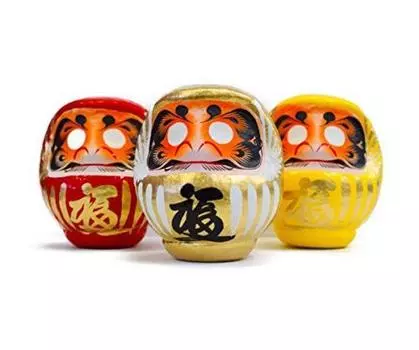 Takasaki Daruma Red Gold Yellow 3 Piece Set Fukuiri Family Safety Prosperity Business Good Luck Promotion 11 x 10 x 9 Daruma Figurine Red Face
