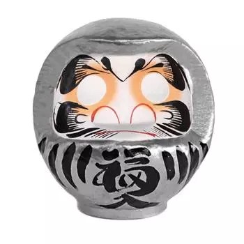 Takasaki Daruma Silver 3 12x11x15cm Money Luck Prosperity Figurine/Object No. HKDM-3-SL-11