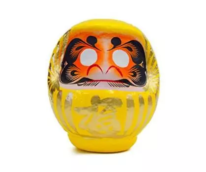 Takasaki Daruma Yellow 11x10x9 Good Daruma Figurine Fortune, Wealth, Honor, Fortune, Red-Faced