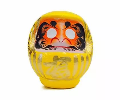 Takasaki Daruma Yellow Lucky Money Fortune Honor Luck Red Face Daruma Figurine 11109
