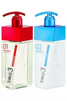 TAKE3 Control Шампунь очищающий 400 мл, кондиционер Control 400 г [Основной товар] и [Основной товар] (Набор шампунь/кондиционер)