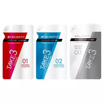TAKE3 Hair Body Care Refill Set Control Shampoo Cleansing 320 мл Control Conditioner 320 г Очищающий гель для душа 320 мл Мужской набор из 3 предметов
