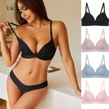 Take Talk сексуальный кружевной бюстгальтер для женщин беспроводные бюстгальтеры пуш-ап однотонное нижнее белье больших размеров