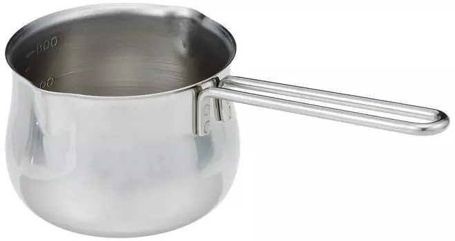 Takekoshi полированная кастрюля для молока 800 куб. см с ручкой из металлической проволоки, серебристая, 18-8