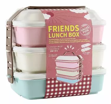 Takeya Chemical Industry Friends Lunch Set 3 Tier Glass из 3 стаканов розового цвета 4,8 л (Всего уровней)