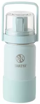Takeya Flask Go Cup Soft Green с чашкой Бутылка для воды из нержавеющей стали 400 мл Детская TAKEYA [Takeya Official] 0,4 л