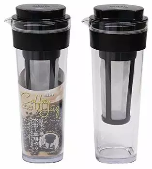 TAKEYA Slim Jug Set of 2 Black Coffee Jug 1100ml Cold Water Bottle Horizontal Placement Hot Water OK Easy to Wash Barley Tea Pot Stylish Cold Brew