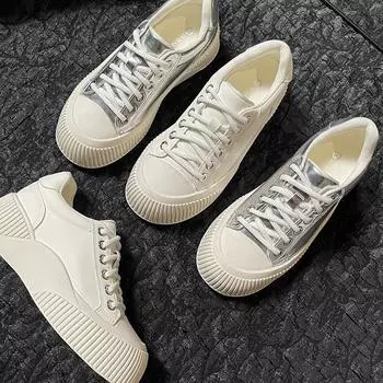 Такие же невидимые стельки, увеличивающие рост, серебристые туфли в форме печенья, увеличивающие рост, повседневные спортивные туфли для сноубординга, белые туфли на платформе со шнуровкой 34 белый