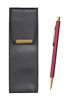 Takizawa Eco Leather Pencil Case All Metal Metallic Wine Robust Hexagon Ladies Mechanical Pencil Set 3 Pack T23-BR-B-A6S-3