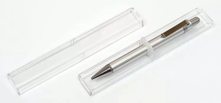 Takizawa Made in Japan Straight Knock Ballpoint Silver All-Metal Heavy-Duty Pen, 1-Pack, T22-P6-M11B-1,