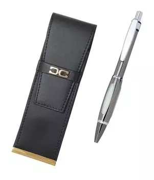 Takizawa Metal Scorpion Graphite Ballpoint Pen Recycled Cowhide Pen Case Set with Eco Metal T23-AU023-B989S