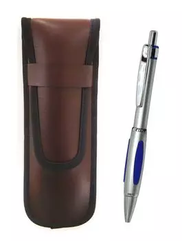 Takizawa Slim Synthetic Leather Pen with Metal Scorpion and Shocking Ballpoint Pen Case, Brown, Set, Silver, 3-Pack, T23-KBSC-B989A-S-3