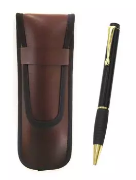 Takizawa Slim Synthetic Leather Pen with Midnight Rubber Rotating Ballpoint Pen Case, Brown, Set, Black, 3-Pack, T23-KBSC-T102BP-B-3 чёрный