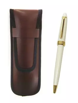 Takizawa тонкий чехол для ручки из синтетической кожи коричневый Neo набор из 3 шариковых ручек белого цвета D-600 T23-KBSC-600B-W-3