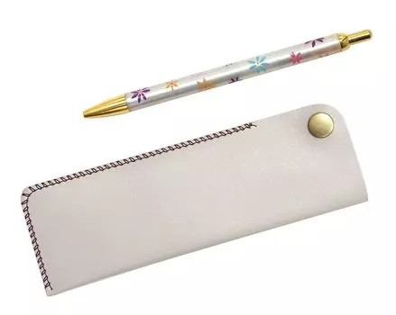 Takizawa White Pen Case with Floral Ballpoint Pen Set Hook-and-Loop (3-Pack) T23-NK01W-HS380B-3