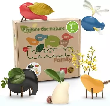 Taksa Toys Locomo Family 1 деревянная игрушка в виде животного, набор из 5 игрушек Монтессори Вальдорф на свежем воздухе для детей от 3 до 7 лет и старше