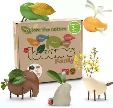 Taksa Toys Locomo Family II Nature Деревянные фигурки животных Набор из 5 Монтессори-развивающих игрушек Вальдорф на свежем воздухе для детей от 3 до 7 лет и старше