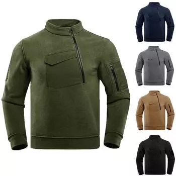 Тактическая флисовая куртка для осени и зимы, утепленный флисовый пуловер для мужчин, теплая флисовая куртка S чёрный