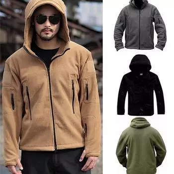 Тактическая флисовая куртка для разведки, армейская толстовка с капюшоном для полиции и безопасности, боевая полная молния S чёрный