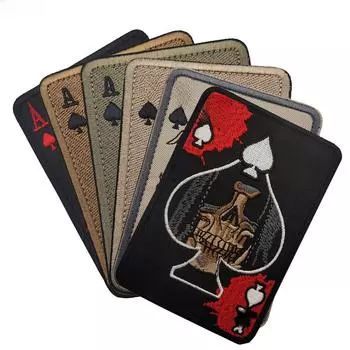 Тактическая нашивка Haike Ace of Spades на липучке Poker Skull