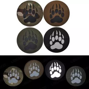 Тактическая нашивка LIBERWOOD Bear Paw Claw, светоотражающая аппликация, застежка-липучка, значок на шляпе, сумке, куртках и снаряжении