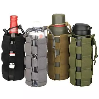 Тактическая сумка для бутылки с водой Molle для кемпинга, походов, многофункциональная сумка для хранения бутылок, карман чёрный