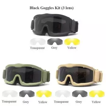 Тактические очки с 3 линзами, комплект ночного видения, очки для водителя, ветрозащитные, пылезащитные, очки для мотокросса, мотоцикла, альпинизма армия зеленый