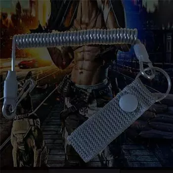 Тактический анти-блуждающий эластичный ремешок в стиле милитари, пружинный ремень безопасности, веревка, брелок для ключей, аксессуары для фонарика чёрный