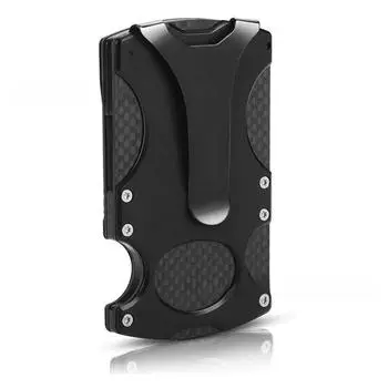 Тактический металлический кошелек с блокировкой RFID, держатель для карт из углеродного волокна сапфир синий