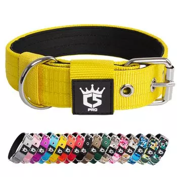 Тактический ошейник для собак TSPRO, ширина с прочной металлической пряжкой, прочный, регулируемый, для маленьких собак, 1,25 дюйма (Желтый,S) жёлтый