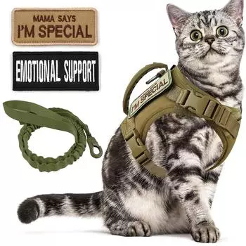 Тактический поводок для маленьких собак и кошек с нашивками, рабочие тренировочные ремни для щенков с ручкой, мягкий сетчатый регулируемый жилет для домашних животных K9