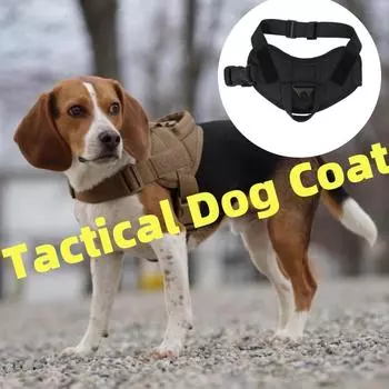 Тактическое пальто для собак, тактический жилет для дрессировки собак, легкое пальто для патрульных собак, нейлоновое водонепроницаемое пальто для собак, превосходное элитное тактическое пальто для собак M чёрный