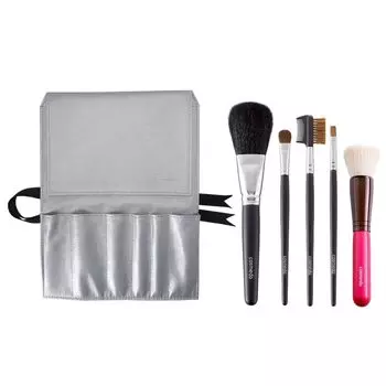 Takumi no Makeup Brush Cosmedo Kumano Brush Набор кистей для макияжа Starter Set Plus Кисти для макияжа и футляр для кистей Silver (5 Включено) S505-C04S