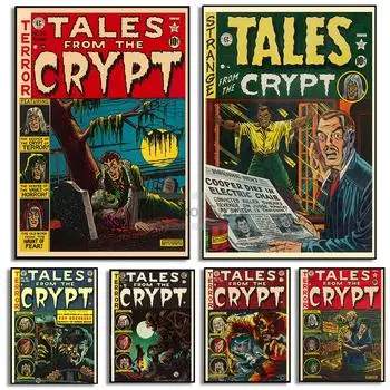 Tales From The Crypt Art Poster Pulp Magazine Пенни Ужасные принты Комиксы Ужасов Холст Настенные Панно Домашняя Комната Винтаж Декор 21x30cm No Framed
