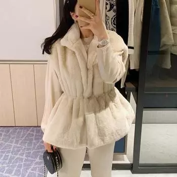 талия имитация норки меховой жилет теплая зимняя одежда новый смысл мода меховой жилет куртка женская one size fits all абрикосовый