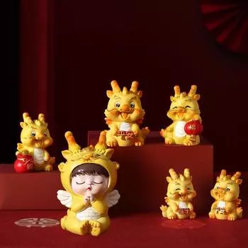 Талисман 2024 года, фигурка счастливого дракона, настольное украшение автомобиля, китайский Новый год по зодиаку I