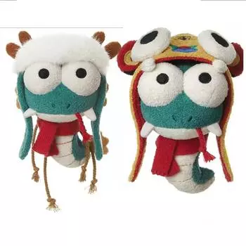 Талисман года змеи, китайская кукольная голова змеи, змеиный хвост, плюшевая игрушка, брелок-подвеска One Size